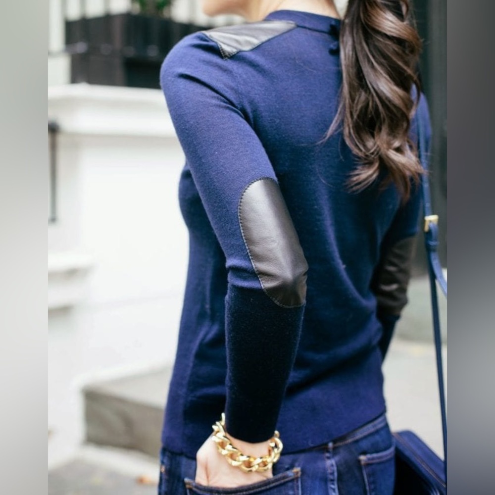 Kate Spade Ginnie Leather Trim Wool Sweater